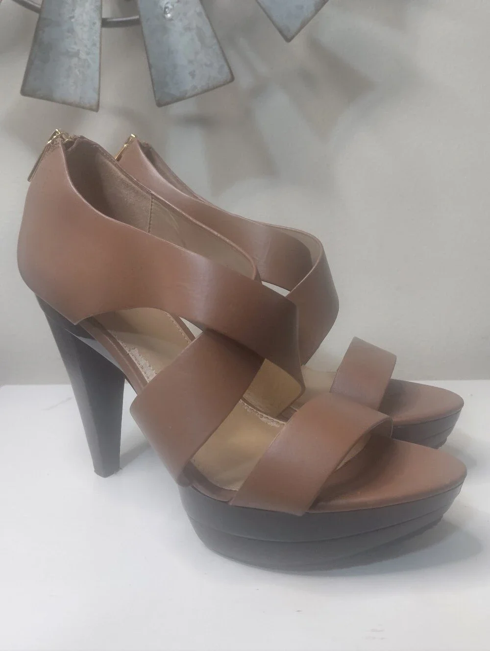 Michael Kors Brown Strappy Platform Heels Size 7.5